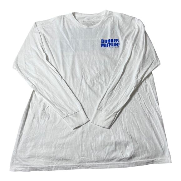 The Office Dunder Mifflin Paper Company Long Sleeve White T-Shirt Men’s Size XL - Picture 1 of 6